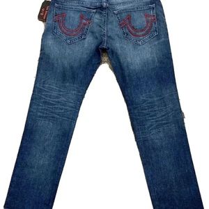 True Religion X Manchester United Geno Relaxed Slim Mens Jeans 42x32 RARE-NWT
